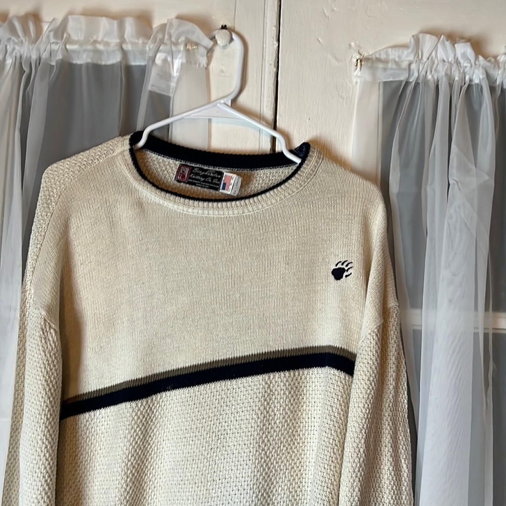binghamton knitting Cotton Sweater Men's 2XL Beige Made In USA